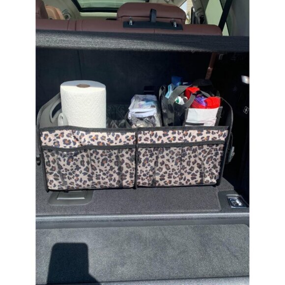 🆕Men Leopard Print Car Organizer Storage with 6 Pocket Accessoriesizer Trunk - Picture 2 of 9